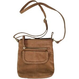 Women's Leather Crossbody Bag Braided Detail Pockets Satchel Boho Casual Brown